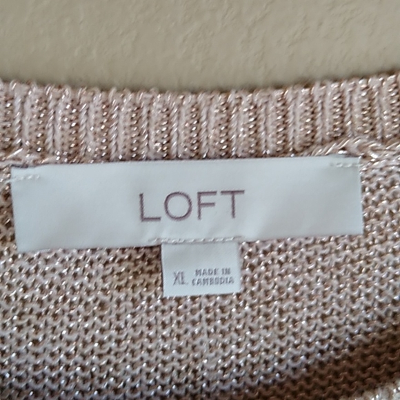 Loft metallic Blush knit Top Size XL New - Picture 5 of 8